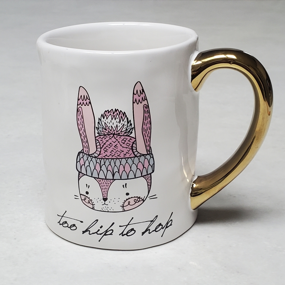 Too Hip to Hop Hipster Bunny Rabbit Mug with Gold Handle 🐰